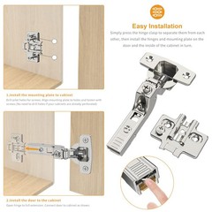 10 PCS Frameless Inset Soft Close Concealed European Hinges Satin Nickel 105