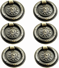 6PCS Drop Ring Handles Dresser Ring Pull Brass Oil-Rubbed Bronze Cabinet Cupboar