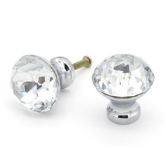 30MM Clear Cabinet Knobs Crystal Glass,Diamond Cut,Door Knobs,with Screws