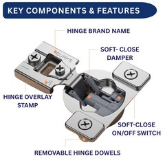 0.5 Inch Overlay Soft Close AntiRust Concealed Cabinet Hinges 4 PCS