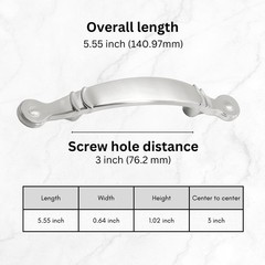 HESTIA HARDWARE 10 Pack | Satin Nickel Cabinet Pulls 3 Inch | Arched Silver D…