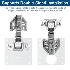 6 Pcs 90x90mm / 3.54″x3.54″ Stainless Steel Cabinet Hinges Repair Plate, White