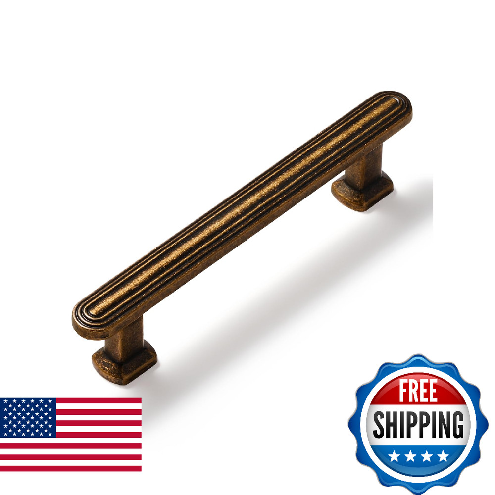 SORWDUERM 10pk 3.78″ Antique Brass Cabinet Pulls Drawer Handles Kitchen