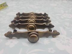 Lot Of 5 Drawer Door Handle Pull Stewart Warner 80651 antique gold bronze