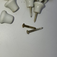 Lot of 14 Small 1/2 In. Antique Porcelain Drawer Knobs Screw Centers