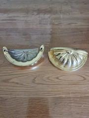 Pair Belwith Keeler Polished Brass 3″ Center to C Solid Cup Cabinet Pull