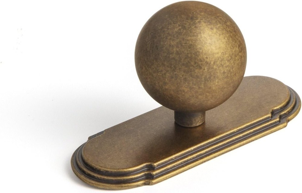1.0”(24mm) Dia Cabinet Knob with Backplate,Antique Brass Drawer Knobs with Zinc