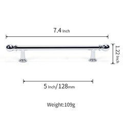 6 Pack Polished Chrome Kitchen Cabinet Handles 5 Inch(128mm) Hole Center Soli…