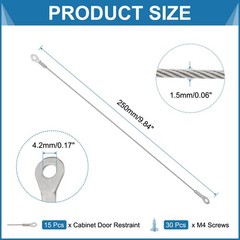 15Pcs Cabinet Door Restraint, 10″ x 0.06″ Hinge Limiter with Screws