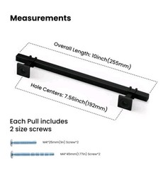 Lepatape 10 Pack Matte Black Cabinet Pulls 10″ Length 7.56″ Centers Modern Zinc