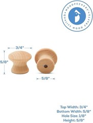 3/4-inch Unfinished Small Wooden Knobs – Pack of 25 for Cabinets, Dressers, Draw