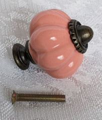 Seimneire PINK Ceramic Pumpkin Cabinet Dresser Draw Pulls Knobs Hardware 1 Piece