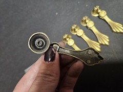 Set of 6 European Antique Gold Drawer Drop Pull Cabinets Small Ornate