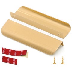 10 Pack 5 Inch Hole Center Brushed Brass Edge Finger Pull Kitchen Cabinet Handle