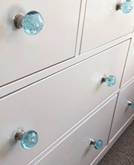Aqua Blue Bubble Glass Knob Cabinet/Drawer Pulls ( SET OF 9 )