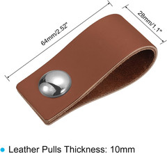 Leather Drawer Pulls, 2.52″ 6Pcs Surface Leather Furniture Handles, Door Handle