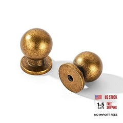 Pack 1 Inch (25mm) Diameter Round Solid Vintage Finish Knob 10 Antique Brass