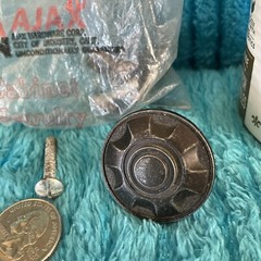 2 NOS Vintage 60s Ajax 847 1 3/8″ Round Pewter Gray English Knob Pulls