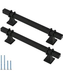 5 Inch Matt Black Modern Metal Kitchen Cabinet Pull Handles for Dresser, 6 Pack