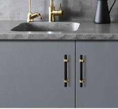 T Bar Pull Handle Alloy Kitchen Bathroom Cabinet Drawer Hardware Knob Black Gold