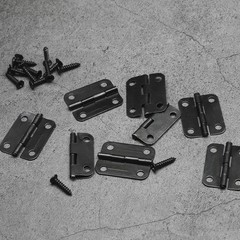 Auvotuis 48Pcs 1 Inch Length Black Metal Butt Hinges, Flat Small Door Hinge F…