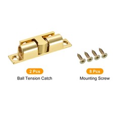 2Pcs 69.2mm Zinc Alloy Double Ball Tension Roller Catch for Cabinet Door Gold
