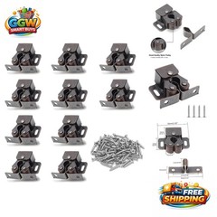 Versatile 10 Pack Antique Bronze Double Roller Catch Latches for Doors & Drawers