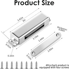 4 Pcs Magnetic Door Catch 150Lb Stainless Steel Heavy Duty Strong Magnetic Cabin