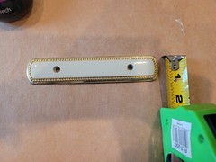 Vintage AJAX Polished Brass Cabinet Backplate For Drawer Pulls–3 in CC.