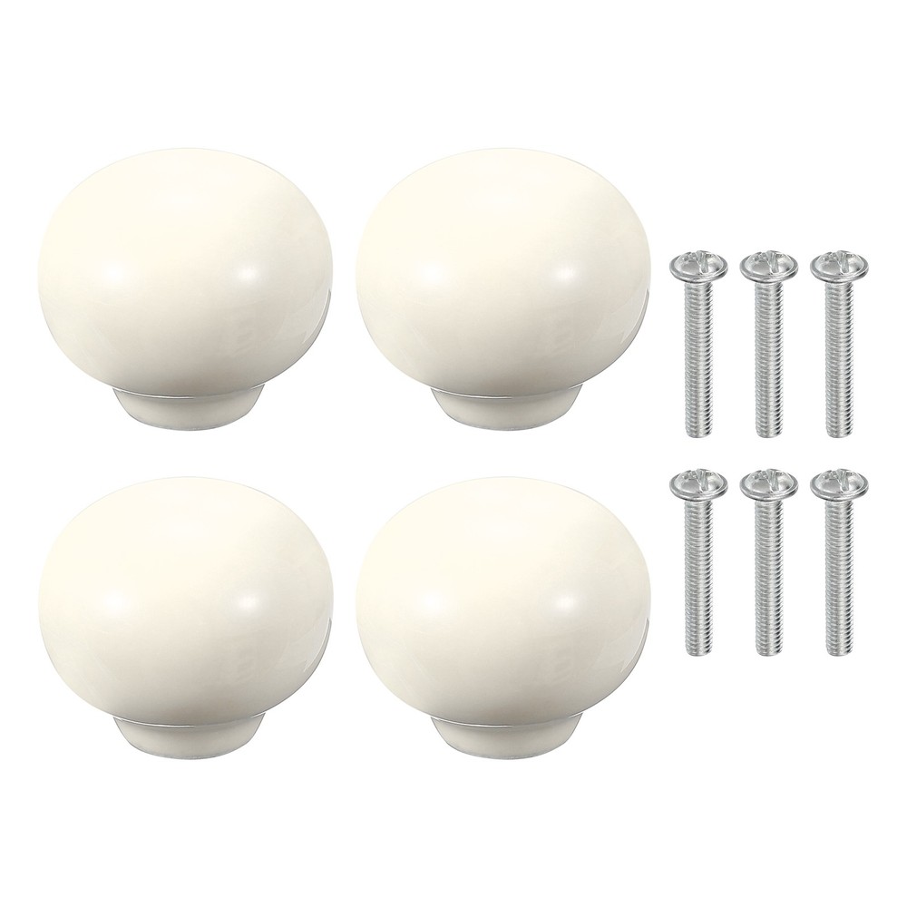 4 Pack Cabinet Knobs 1.3 Inch Vintage Round Drawers Handles Knob Beige