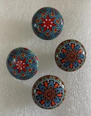 NEW Ceramic Multicolor Design Drawer Pulls Handcrafted In India Set Of 4