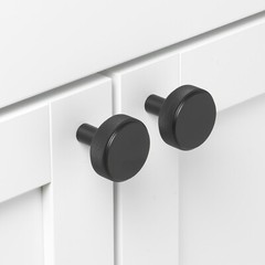 GlideRite 1-1/2 Inch Solid Round Knurled Cabinet Knob Matte Black, 5825-MB-1