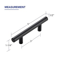 Ravinte Hardware 10 Pack Cabinet Handles 3″ Hole Center, Matte Black T-Shaped