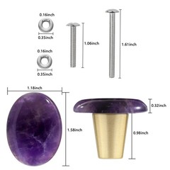 Set of 4 Oval Shape Crystal Stone Cabinet Drawer Knobs Healing Chakra Cupboar…