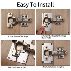 16Pcs Cabinet Hinges Repair Plates, Cabinet Doors Hinge Repair Kit Stainless Ste