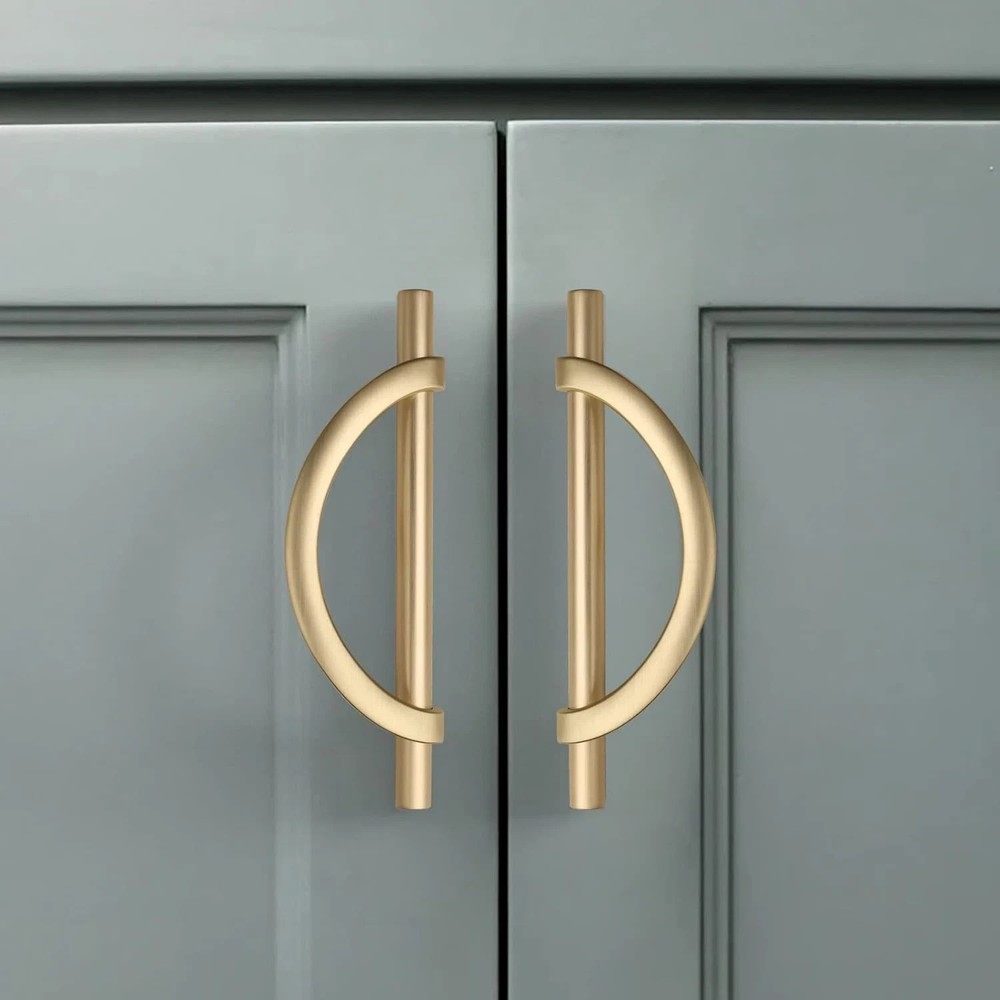 Amerdeco 10 Pack Brushed Gold Cabinet Pulls 5 Inch(128MM) Hole Centers Kitchen C