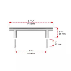 Roosevelt Collection 4-1/4 In. (108 Mm) Modern Brushed Nickel Cabinet Bar Pull