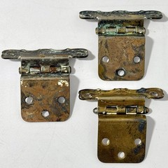 Vintage Ornate Brass Cabinet Hinges Set 3 Decorative Furniture Hardware
