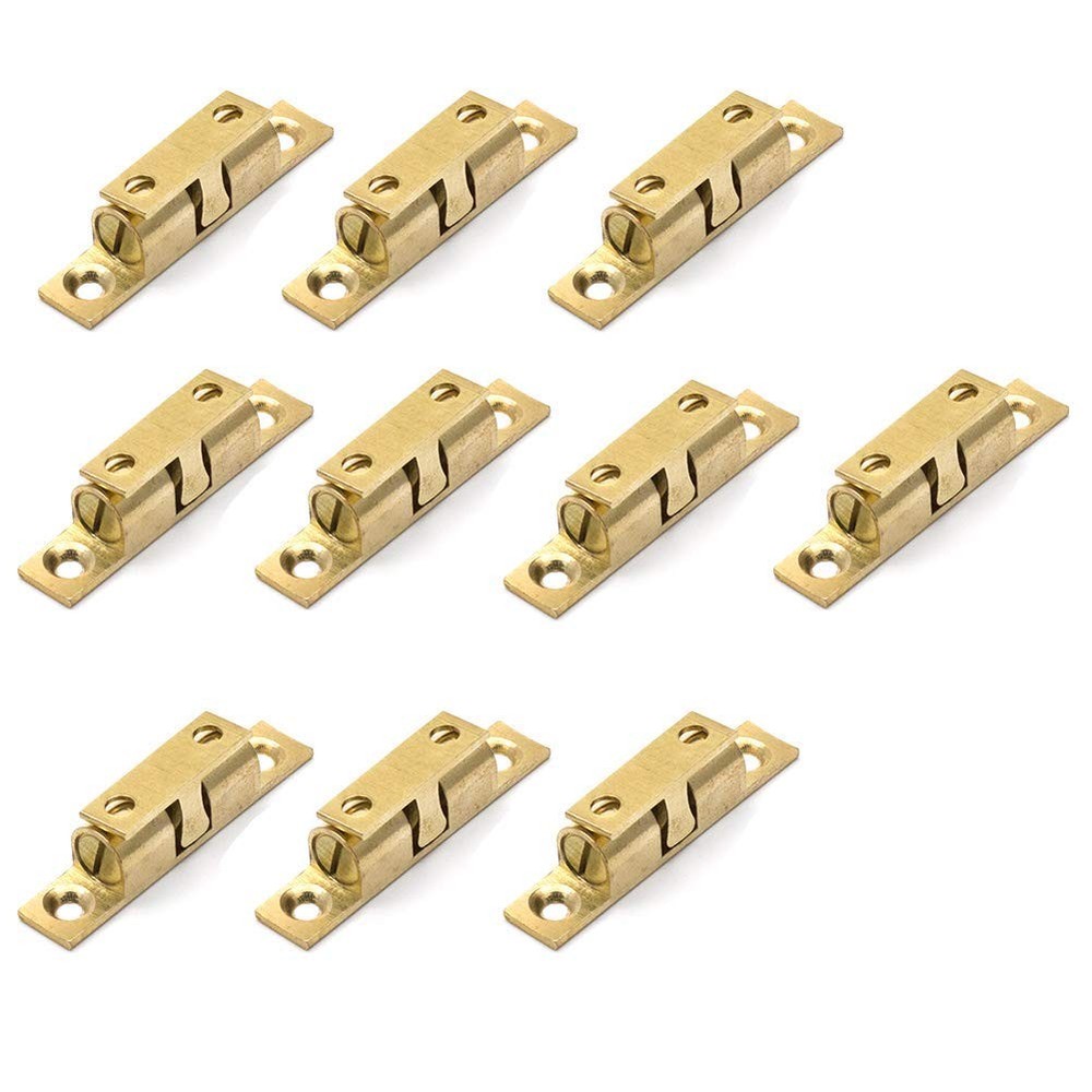 10 PCS 50mm Furniture Cabinet Door Brass Dual Ball Roller Catch Latch Hardware