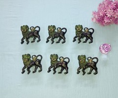 Mythical Lion Design Cabinet Knob Brass Yali Drawer Pull Set of 06 Pieces DM439