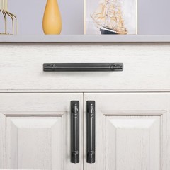 6 PCS 5.04 Inch c-c Matte Black Drawer Pulls Zinc Alloy Kitchen Hardware
