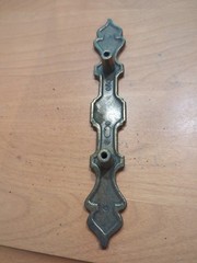 VINTAGE 12 BRASS GOTHIC CABINET/DRAWER -HANDLES/PULLS, 7 1/4” LONG, 3 ” HOLES