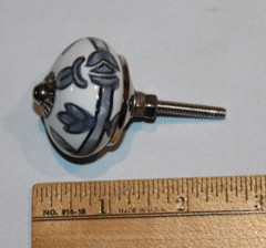 16 white & blue/gray 1.5″ ceramic drawer cabinet knobs pulls various designs lot
