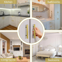 20 Pack Stainless Steel Brushed Gold Kitchen Cabinet Handles Square Drawer Pulls