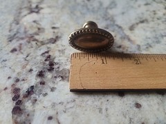 Period Brass P104 1 1/8in Oval Cabinet Knob Antique Brass Finish