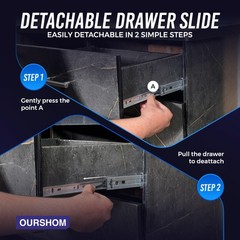 Ourshom 10 Inch Soft Close Drawer Slides 1 Pairs (2pcs) Side Mount Rails- Hea…