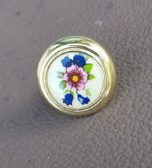 Amerock BP76244-FW3 Bright Brass Knob White Floral Ceramic Center Qty 46