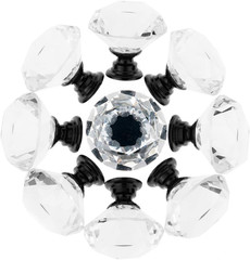 12 Pack 30mm Diamond Crystal Glass Drawer Knobs Cabinet Pull Handles Black