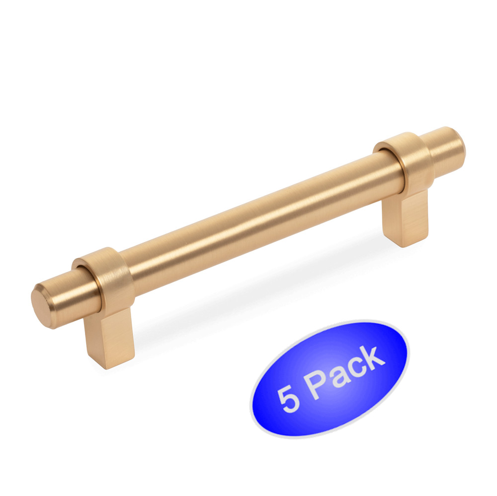 *5 Pack* Cosmas Brushed Gold Contemporary Bar Cabinet Handle Pull #161-96BG