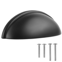 Cup Drawer Pulls – 10 Pack – Matte Black Cabinet Handles 3 Inch – Matte Black Ca